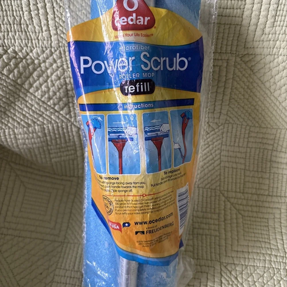 O Cedar Power Scrub Microfiber Wave Sponge Roller Mop Head Refill New Sealed